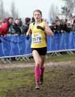 Kate Waugh (North East) finishing 3rd in the under-15 girls McCain World Cross Country Trials and Inter Counties, Cofton Park, Birmingham.